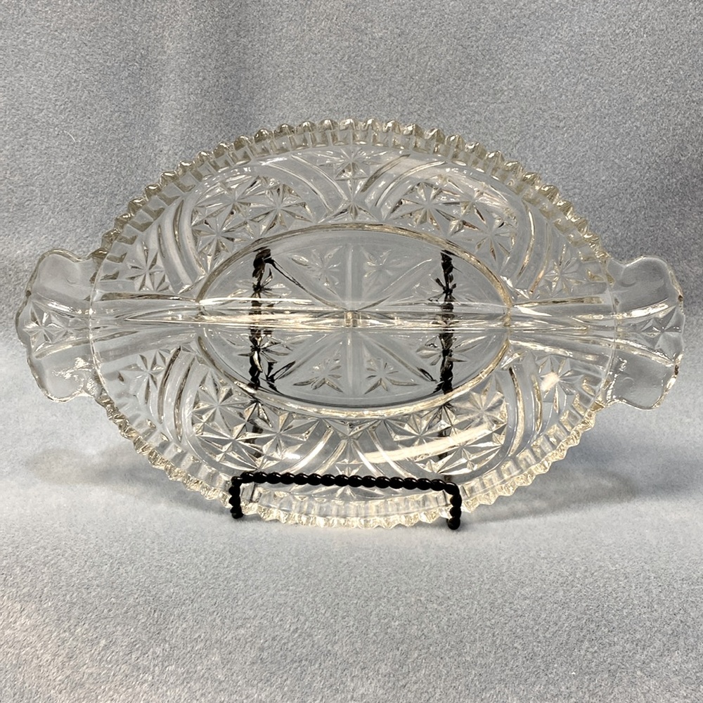 Divided Relish Dish, Anchor Hocking, Stars and Bars, Vintage